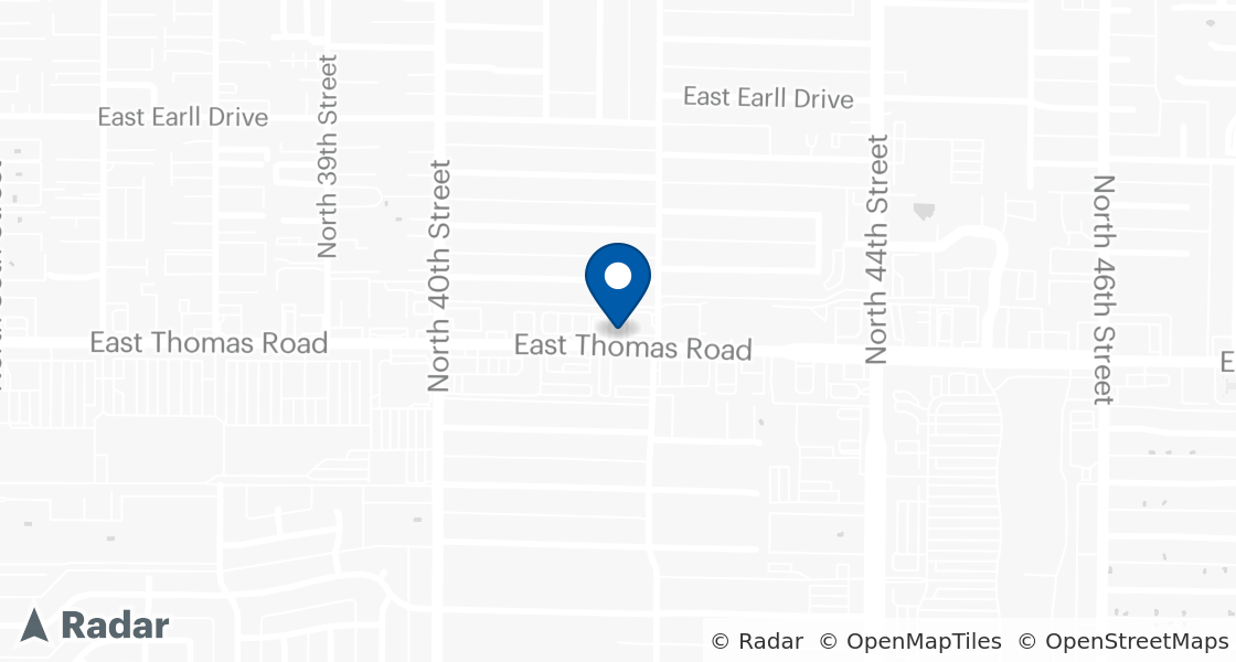Map of Dairy Queen Location:: 4140 E Thomas Rd, Phoenix, AZ, 85018-7516